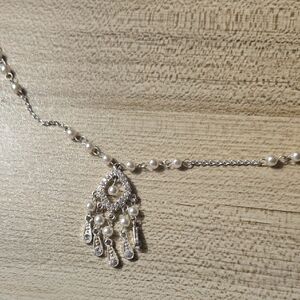 Vintage Ashley Cooper Silver Tone & Rhinestone & Pearl Necklace💫